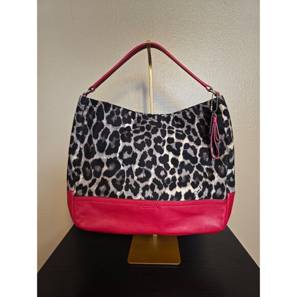 Coach Parker Ocelot Hobo purse in great condition animal print and red leather - Picture 1 of 9